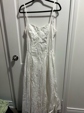 Abercrombie & Fitch White Spaghetti-Strap Maxi Dress